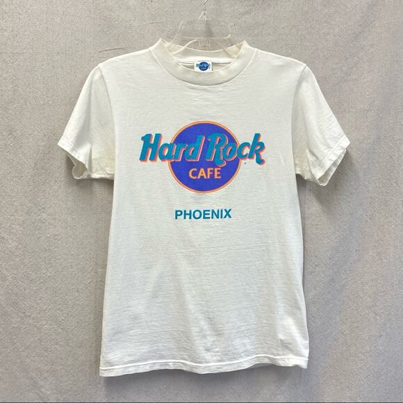 Vintage 90s Hard Rock Cafe Short Sleeve Tee Size Small 100% cotton neon graphic - Picture 1 of 14